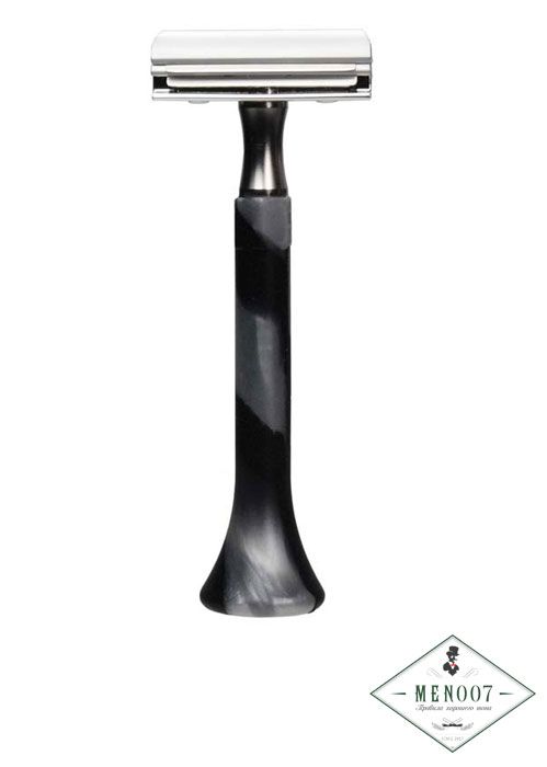 Станок для бритья Erbe с двумя лезвиями, цвет хром, ручка- силикон, цвет: серебряный/черный