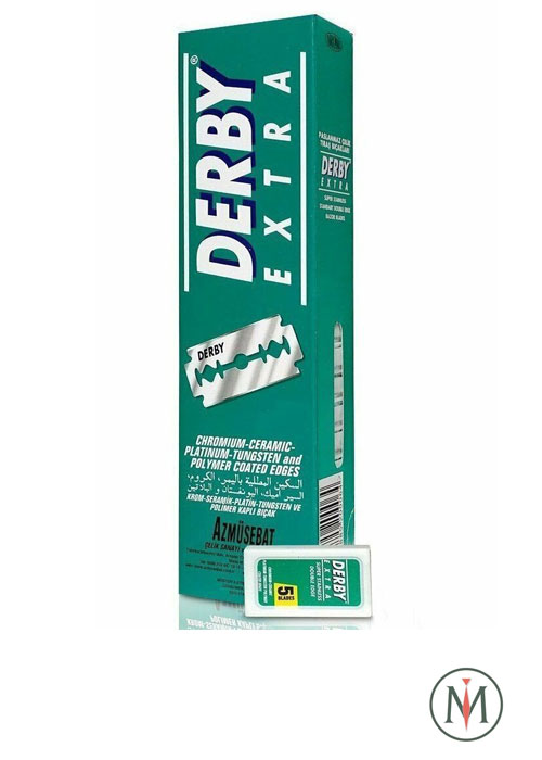 Блок сменных лезвий для безопасной бритвы "DERBY" Extra Зеленая пачка 20 пачек * 5 лезвий "колбаска"