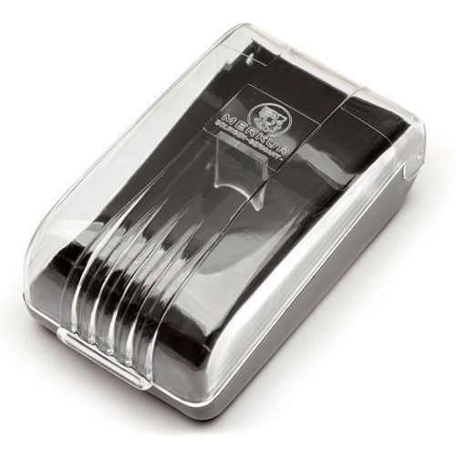 Станок Т- образный для бритья MERKUR-570С хромированный, с удлиненной ручкой и регулировкой угла наклона лезвия, в пластиковой упаковке, лезвия в комплекте (10 шт)
