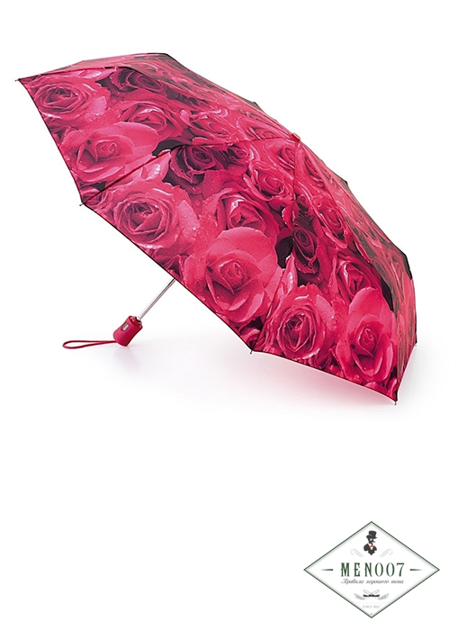 Женский зонт с фотопринтом «Красные розы», автомат, open&close, Fulton L346-2252