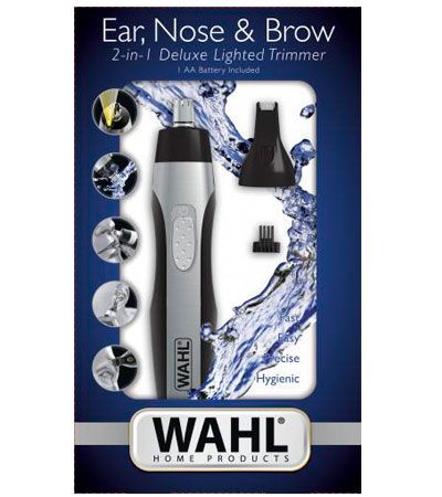 Триммер для стрижки волос в носу и ушах WAHL Deluxe Lighted, черный