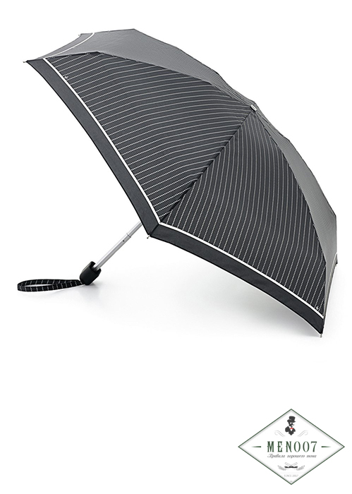 Суперкомпактный черный женский зонт «Полоски», механика, Tiny, Fulton L501-2248