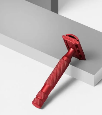 Т-образная бритва Rockwell 6S, нержавеющая сталь, красная