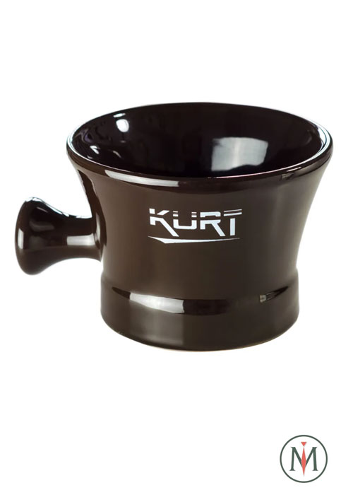 Чаша керамическая для бритья с ручкой коричневая, KURT K_40021