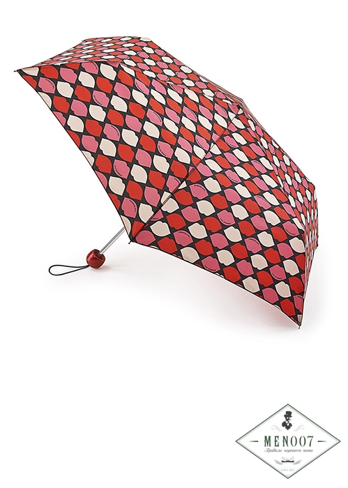 Легкий изящный зонт «Губы», механика, Lulu Guinness, Superslim, Fulton L718-3004