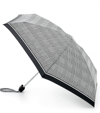 Суперкомпактный черный женский зонт «Горошек», механика, Tiny, Fulton L501-2248