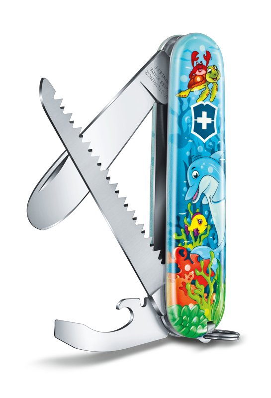 Набор для детей VICTORINOX "Дельфин": перочинный нож 84 мм, шнурок на шею, книга-раскраска