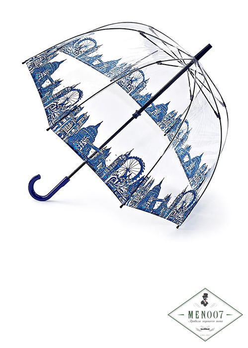 Прозрачный женский зонт-трость «Лондон», механика, Birdcage, Fulton L042-3042