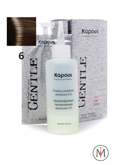 Гель-краска для волос для мужчин без аммония Kapous, 6-светло-коричневый, 40 мл+40 мл
