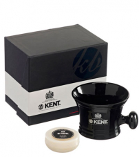 Чаша для бритья чёрная фарфоровая с мылом Kent SM BLK