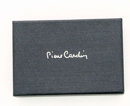 Визитница Pierre Cardin, черная кожа + металл