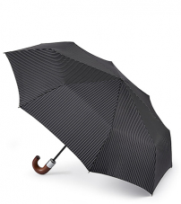 Стильный мужской зонт, черный в тонкую светлую полоску, автомат, Chelsea, Fulton G818-2162