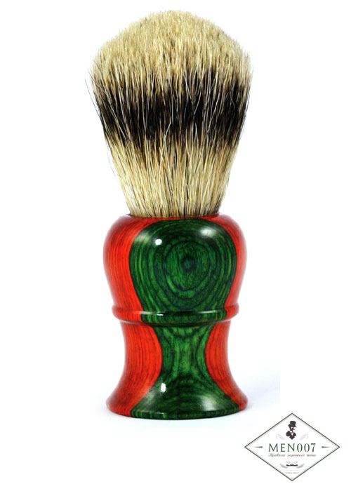 Помазок для бритья Барсучий ворс Metzger Orange/Green wood Sb-11255