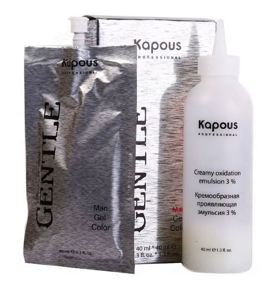 Гель-краска для волос для мужчин без аммония,Kapous 4-коричневый, 40 мл+40 мл
