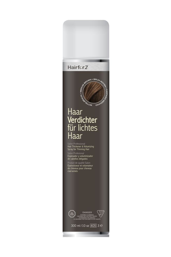 Спрей загуститель для волос Hairfor2 – средне-коричневый, 300 мл