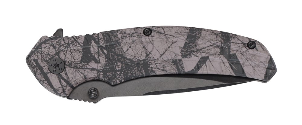 Нож складной Stinger, 84 мм (черный), рукоять: алюминий (черн. камуфляж), картонная коробка