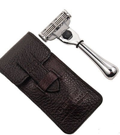 Дорожный станок для бритья PARKER MACH 3 TRAVEL RAZOR WITH LEATHER CASE