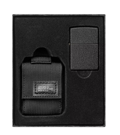 Подарочный набор: зажигалка Black Crackle® и чёрный нейлоновый чехол ZIPPO 49402