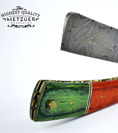 Опасная бритва из дамасской стали Metzger Orange/Green wood Damascus steel Dr-14350