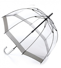 Прозрачный женский зонт-трость с полосой серебряного цвета, механика, Birdcage, Fulton L041-03
