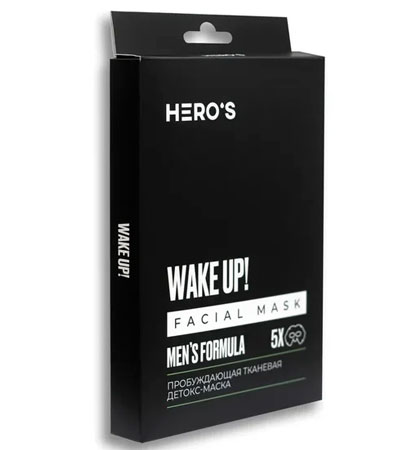 Набор из 5 -и тканевых пробуждающих детокс - масок Hero'S Wake Up Facial Mask - 20 г 