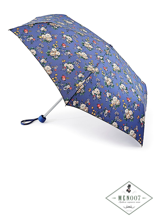 Зонт с большим куполом «Цветы на голубом», механика, Cath Kidston, Minilite, Fulton L768-3068