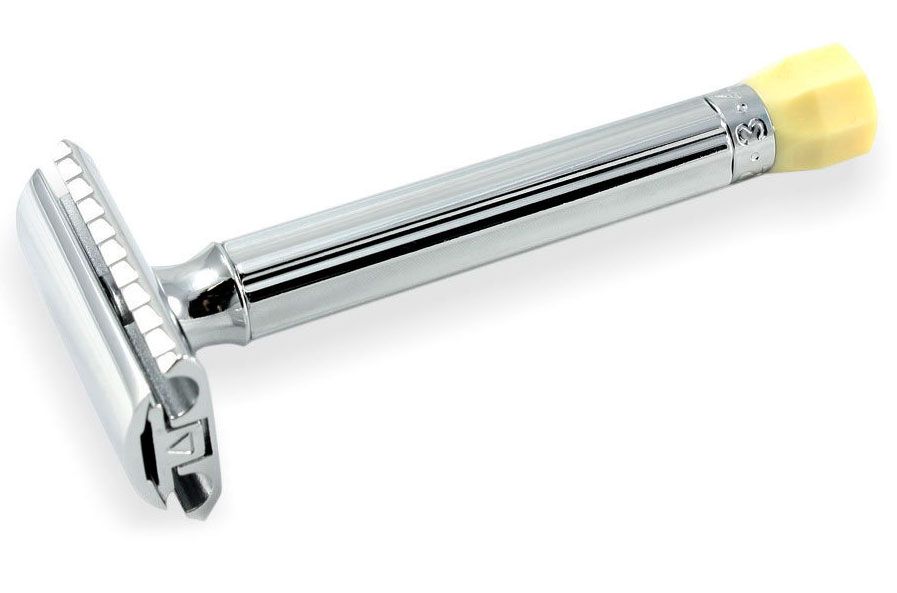 Станок Т- образный для бритья MERKUR-510С хром , с удлиненной ручкой и регулировкой угла наклона лезвия, лезвие в комплекте (1 шт)